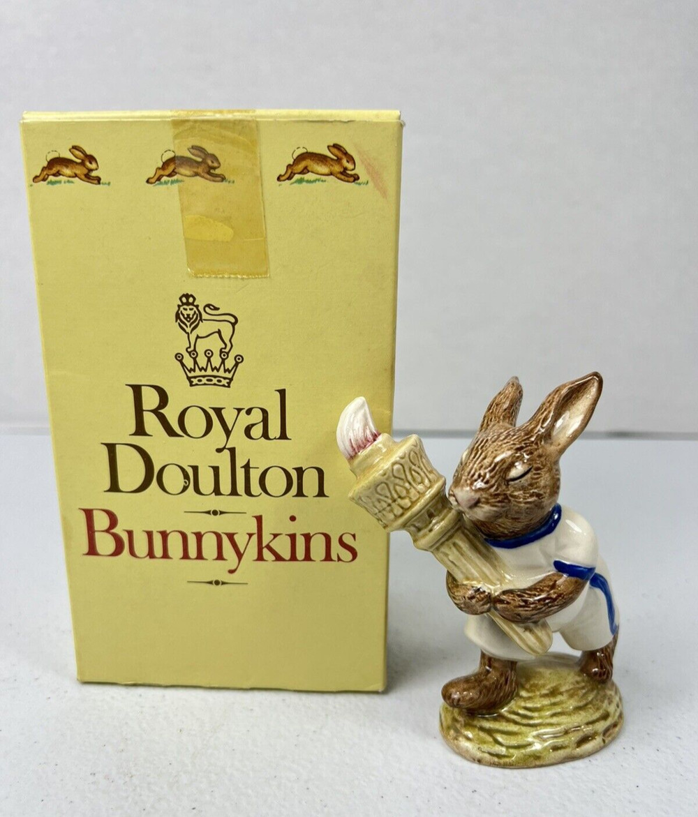 Royal Doulton Olympic Torch Bunnykins DB 28 Celebration 1984 with Original Box